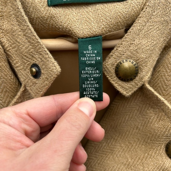 Lauren Ralph Lauren beige Linen moto jacket, size 6 - Picture 5 of 7